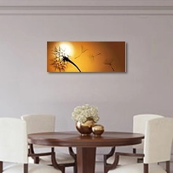 «Панорама с одуванчиком на закате» в интерьере современной столовой над столиком