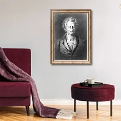 «Johann Wolfgang Goethe» в интерьере гостиной в бордовых тонах
