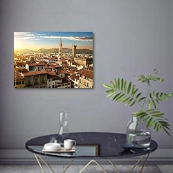 «Башни во Флоренции» в интерьере современной гостиной в серых тонах