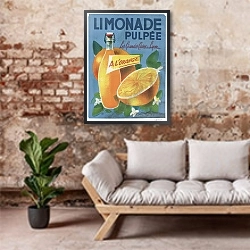 «Limonade pulpée» в интерьере гостиной в стиле лофт над диваном