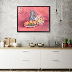 «Still life of fruit and jug» в интерьере современной кухни над раковиной