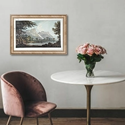 «Lodore Rocks - fall & cottage distance» в интерьере в классическом стиле над креслом