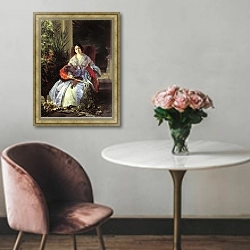 «Портрет светлейшей княгини Елизаветы Павловны Салтыковой. 1841» в интерьере в классическом стиле над креслом