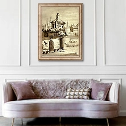 «Venetian View» в интерьере гостиной в классическом стиле над диваном
