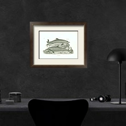 «Dolphin, Porpesse 1» в интерьере кабинета в черных цветах над столом