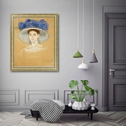 «Head of a Woman with a Large Hat, c.1909» в интерьере коридора в классическом стиле
