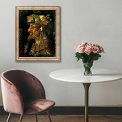 «Autumn, from a series depicting the four seasons, commissioned by Emperor Maximilian II 1573» в интерьере в классическом стиле над креслом