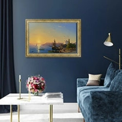 «Вид Константинополя и Босфора» в интерьере в классическом стиле в синих тонах