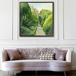 «The Topiary Path, Powis Castle» в интерьере гостиной в классическом стиле над диваном