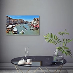«Италия. Венеция. Гранд канал» в интерьере современной гостиной в серых тонах