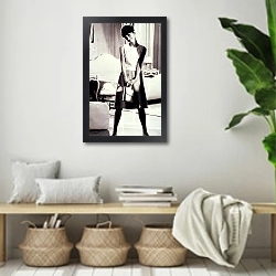 «Хепберн Одри 101» в интерьере комнаты в стиле ретро с плетеными корзинами