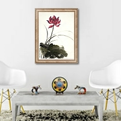 «Китайский цветок лотоса 1» в интерьере гостиной в этническом стиле над столом