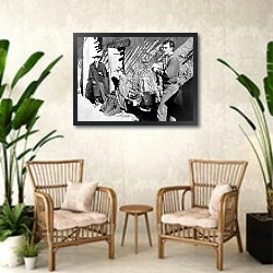 «Wayne, John (Stagecoach) 2» в интерьере комнаты в стиле ретро с плетеными креслами