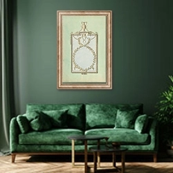 «Design for a Mirror Surmounted by a Vase» в интерьере зеленой гостиной над диваном