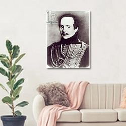 «Mikhail Yuryevich Lermontov 1» в интерьере современной светлой гостиной над диваном