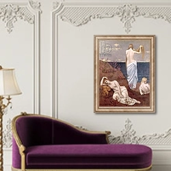 «Young Girls by the Sea, before 1894» в интерьере в классическом стиле над банкеткой
