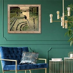«The Accademia Steps, Venice» в интерьере в классическом стиле с зеленой стеной