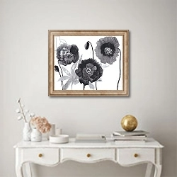 «Poppies in Black and white» в интерьере в классическом стиле над столом