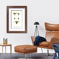 «Различные виды насекомых 5» в интерьере кабинета с кожаным креслом