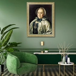 «Портрет статс-дамы Марии Андреевны Румянцевой» в интерьере гостиной в зеленых тонах