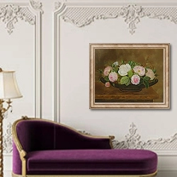 «Bowl of Roses on a Marble Ledge» в интерьере в классическом стиле над банкеткой