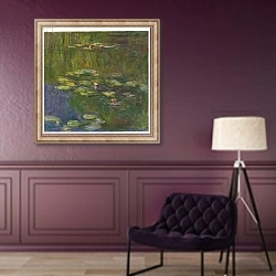 «The Water Lily Pond, 1919» в интерьере в классическом стиле в фиолетовых тонах