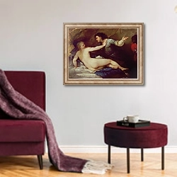 «Lucretia and Tarquin» в интерьере гостиной в бордовых тонах