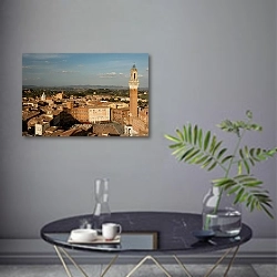 «Сиена предзакатная. Тоскана. Италия» в интерьере современной гостиной в серых тонах