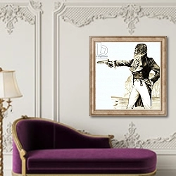 «A Georgian gentleman duelling with a pistol 2» в интерьере в классическом стиле над банкеткой