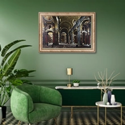 «Рим - Интерьер Собора Святого Петра» в интерьере гостиной в зеленых тонах