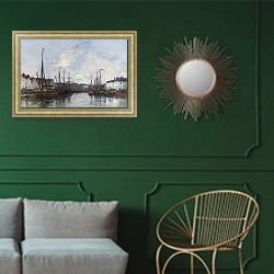 «Бухта Брюсселя» в интерьере классической гостиной с зеленой стеной над диваном