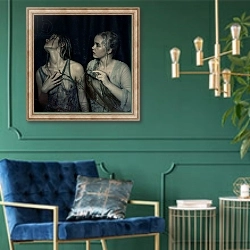 «Question, 2015, screen print» в интерьере в классическом стиле с зеленой стеной