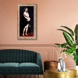 «Меховая накидка (Портрет Елены Фоурмен)» в интерьере классической гостиной над диваном