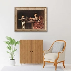 «Пишущий св. Иероним» в интерьере в классическом стиле над комодом