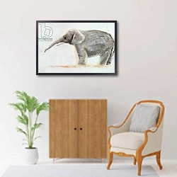 «Elephant» в интерьере зеленой гостиной над диваном