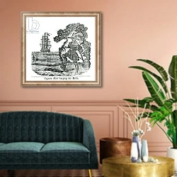 «Captain Kidd Burying His Bible, illustration from 'Pirates own Book' by Charles Elms» в интерьере классической гостиной над диваном