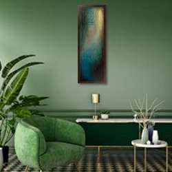 «Willow Spirit, 2020,» в интерьере гостиной в зеленых тонах