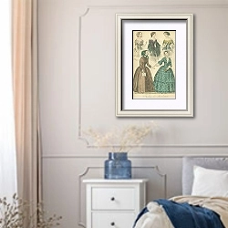 «Fashions for April 1850» в интерьере спальни в стиле прованс с синими деталями