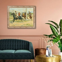 «Races Historic and Modern, Greek Horse Races» в интерьере классической гостиной над диваном