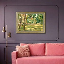 «Garden Scene» в интерьере гостиной с розовым диваном