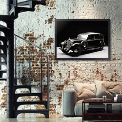 «Mercedes-Benz 260D Pullman Limousine (W138) '1936–40» в интерьере двухярусной гостиной в стиле лофт с кирпичной стеной