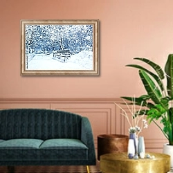 «Снежный парк» в интерьере классической гостиной над диваном