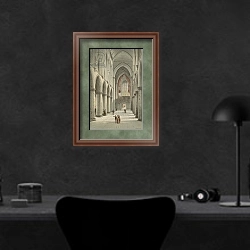 «The Nave, Glasgow Cathedral» в интерьере кабинета в черных цветах над столом