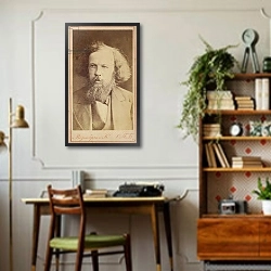 «Dmitri Mendeleev, Russian chemist» в интерьере кабинета в стиле ретро над столом