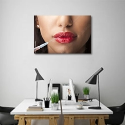«Увеличение губ» в интерьере современного офиса над столами работников