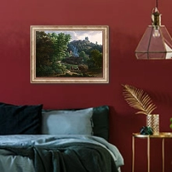 «Итальянский пейзаж 2» в интерьере спальни с акцентной стеной