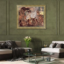 «A Stone Age Feast, 1883» в интерьере классической гостиной над диваном
