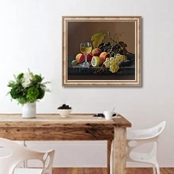 «Still Life Of Fruit With Lemon» в интерьере кухни с деревянным столом