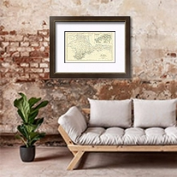«Карта полуострова Крым и план Севастополя 1» в интерьере гостиной в стиле лофт над диваном