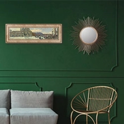 «Венеция 13» в интерьере классической гостиной с зеленой стеной над диваном